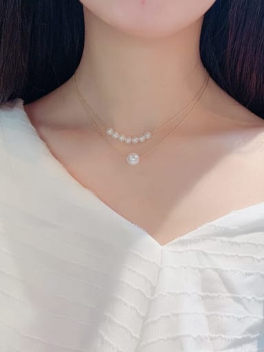 Zinc Alloy Imitation Pearl White Locket Classic Multi Strand Necklace