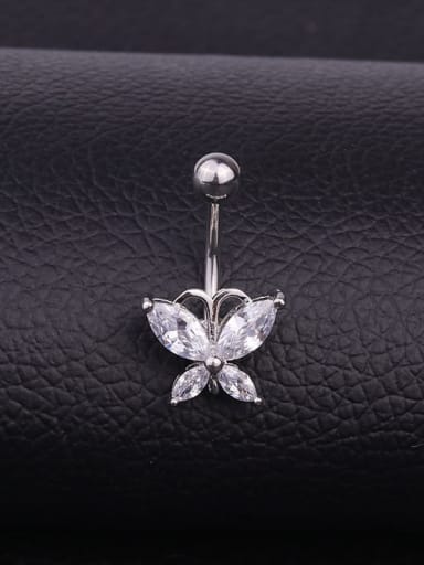 Stainless steel Cubic Zirconia Butterfly Hip Hop Belly Rings & Belly Bars