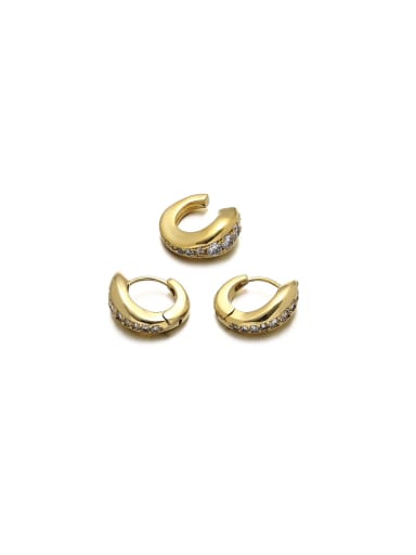 Brass Cubic Zirconia Geometric Dainty Stud Earring