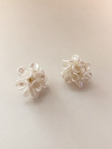 Shell S925 silver needle Resin Flower Vintage Stud Earring/Multi-Color Optional