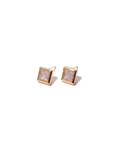 Transparent zircon Brass Cubic Zirconia Geometric Minimalist Stud Earring