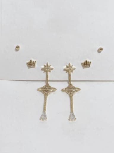 Brass Cubic Zirconia Trend Star  Set Stud Earring