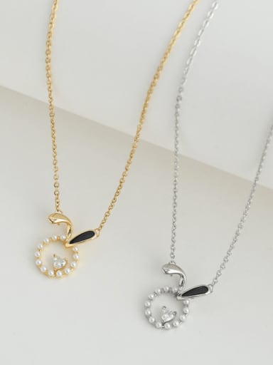 Brass Imitation Pearl Rabbit Minimalist Necklace