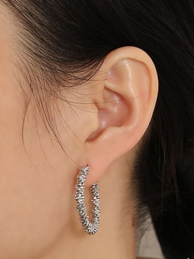 White K Brass  Hollow Geometric Minimalist Stud Earring