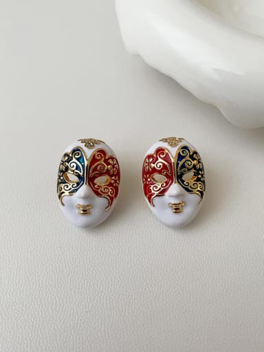 Brass Enamel Irregular Cute Stud Earring