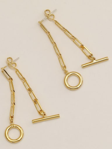 14k gold Brass Hollow Geometric  chain Vintage Drop Trend Korean Fashion Earring