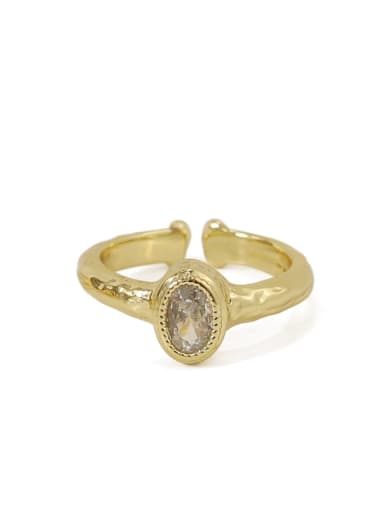 ellipse Brass Cubic Zirconia Geometric Vintage Band Ring