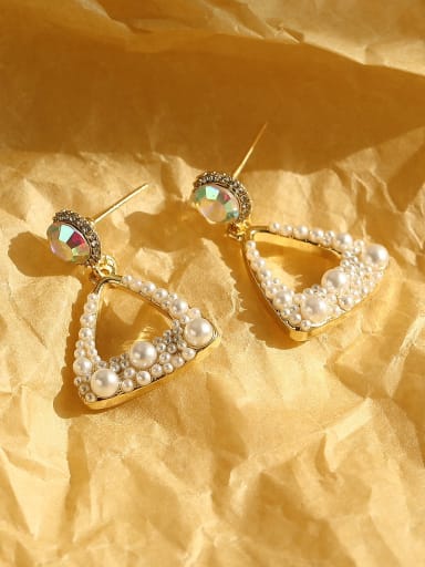 Brass Imitation Pearl Triangle Bohemia Stud Trend Korean Fashion Earring