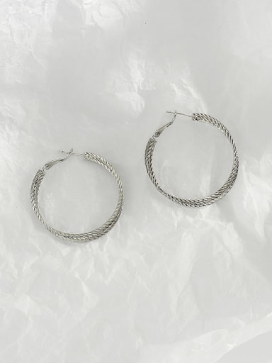 White K Copper Hollow Round Minimalist Hoop Trend Korean Fashion Earring