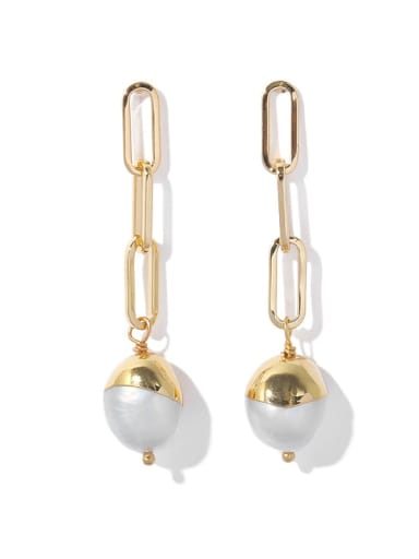Brass Freshwater Pearl Tassel Vintage Drop Earring