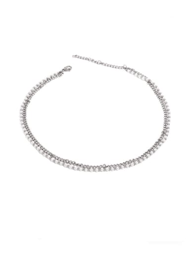Titanium Steel Freshwater Pearl Tassel Vintage Multi Strand Necklace