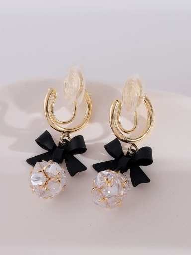 Brass Cubic Zirconia Bowknot Minimalist Huggie Earring