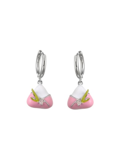Pink (with the same necklace) Brass Cubic Zirconia Geometric Cute Drop Earring