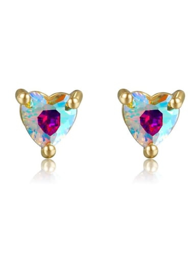 Brass Cubic Zirconia Multi Color Bowknot Cute Stud Earring