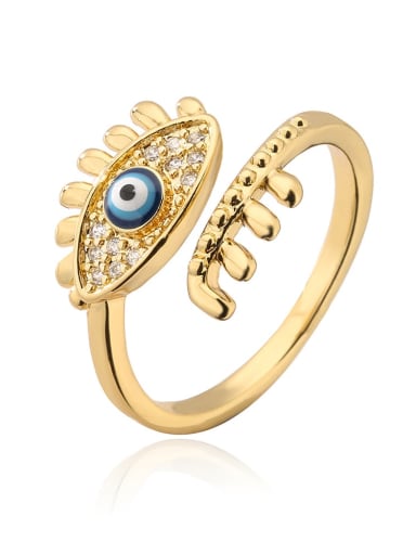13036 Brass Enamel Cubic Zirconia Evil Eye Dainty Band Ring