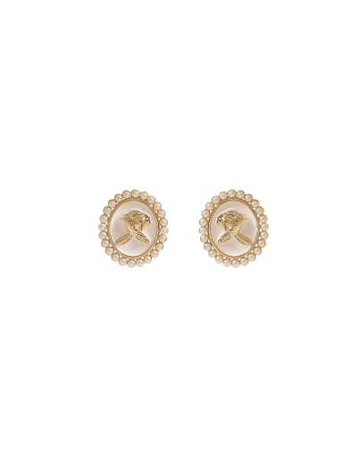 Brass Imitation Pearl Geometric Dainty Clip Earring