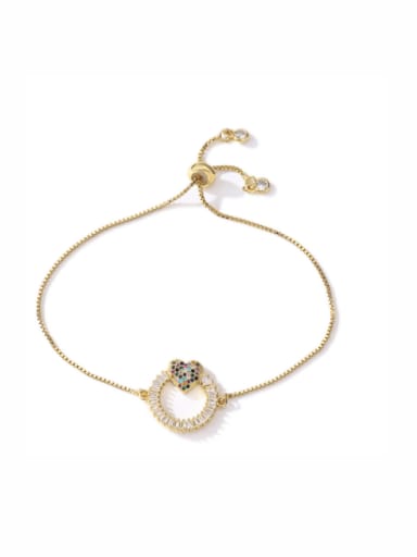 30672 Brass Cubic Zirconia Geometric Vintage Adjustable Bracelet