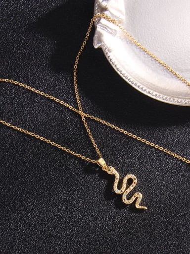 Color snake 2 a392 Copper Cubic Zirconia Snake Trend Necklace
