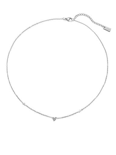 Steel color small love necklace Titanium Steel Heart Minimalist Necklace