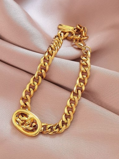 Brass Geometric Hip Hop Hollow Chain Link Bracelet