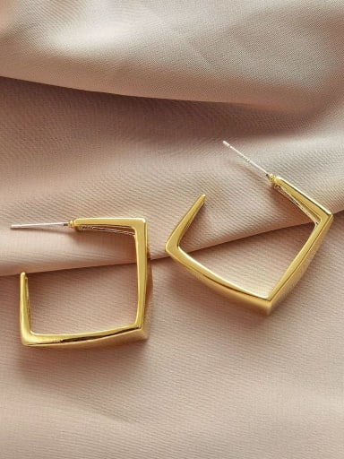 Brass Hollow Geometric Minimalist Stud Earring