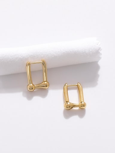 16K gold Brass  Hollow Geometric Minimalist Huggie Earring