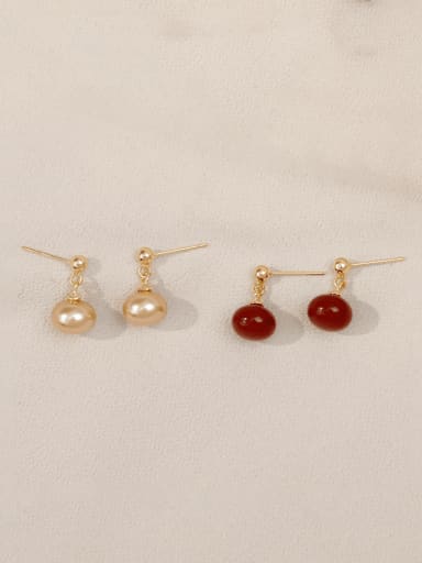 Brass Enamel Round Bead Minimalist Drop Earring