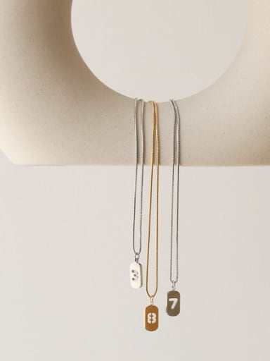 Titanium Steel Number Minimalist Pendant Necklace