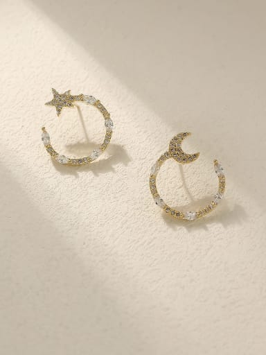 Brass Cubic Zirconia Star Vintage Stud Trend Korean Fashion Earring