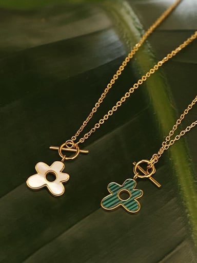 custom Brass Malchite Flower Minimalist Necklace