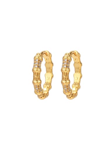 248 gold Brass Cubic Zirconia Geometric Minimalist Huggie Earring