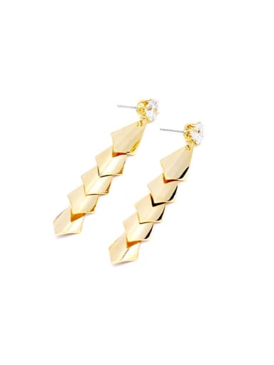 Copper Smooth Geometric Minimalist Long Drop Trend Korean Fashion Earring