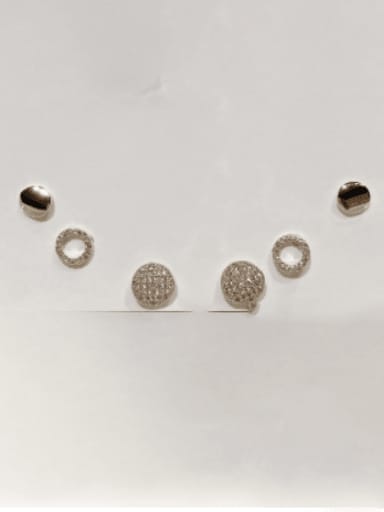 Brass Cubic Zirconia Minimalist Round  Set Stud Earring
