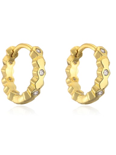 41829 Brass Cubic Zirconia Geometric Vintage Huggie Earring