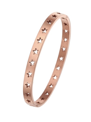 Rose gold 6mm Titanium Steel Hollow  Pentagram Minimalist Band Bangle