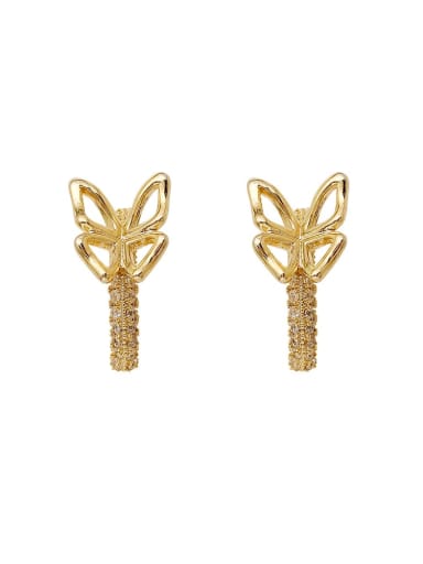 Brass Cubic Zirconia Bowknot Dainty Stud Trend Korean Fashion Earring