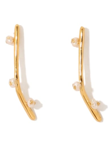 Brass Imitation Pearl Irregular Vintage Drop Earring