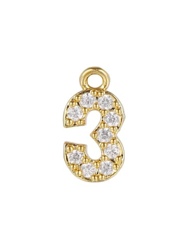 DZ00050 Gold Brass Cubic Zirconia Number Minimalist Single Pendant