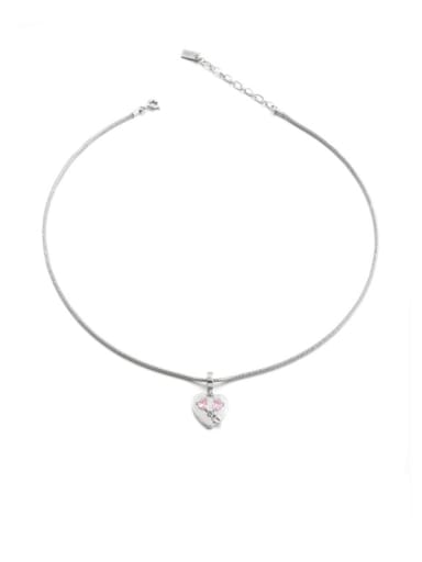 Titanium Steel Cubic Zirconia Heart Vintage Necklace