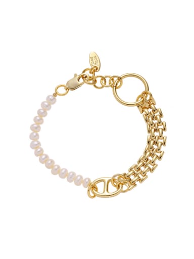 Brass Imitation Pearl Geometric Hip Hop Handmade Beaded Bracelet