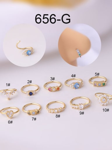 gold Stainless steel Cubic Zirconia Geometric Hip Hop Nose Rings
