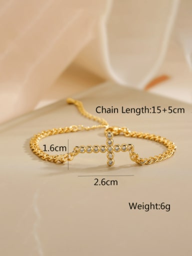 31589 Brass Cubic Zirconia Cross Hip Hop Link Bracelet