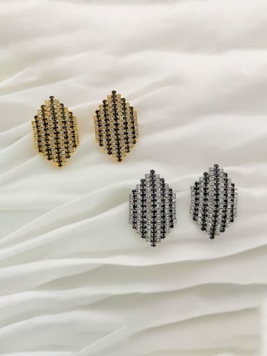 Copper Cubic Zirconia Hexagon Dainty Stud Trend Korean Fashion Earring