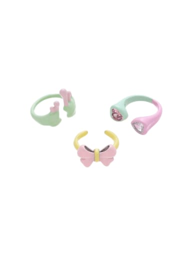 Brass Enamel Multi Color Bowknot Cute Band Ring