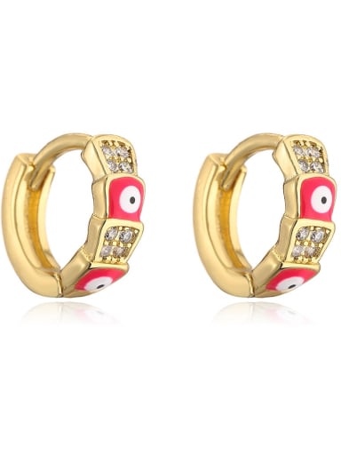 42401 Brass Cubic Zirconia Enamel Geometric Bohemia Huggie Earring