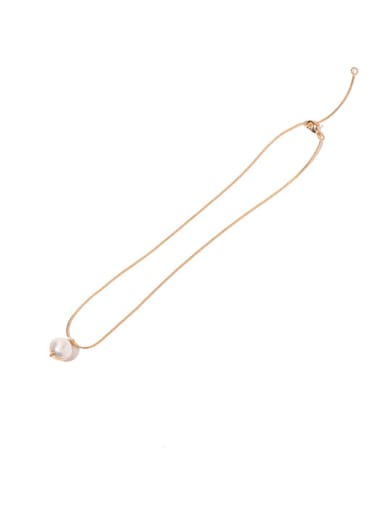 Brass Imitation Pearl Ball Minimalist Necklace
