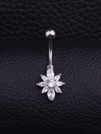 Section e Single Stainless steel Cubic Zirconia Flower Hip Hop Belly Rings & Belly Bars