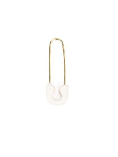 White style Single Brass Enamel Irregular Minimalist pin Single Earring(Single)