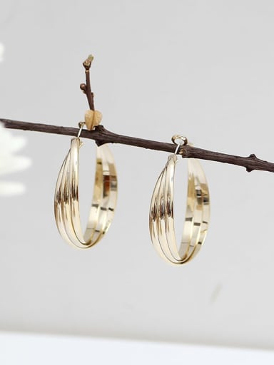 Copper with Minimalist Twisted round hollow Hoop Trend Korean Fashion Earring