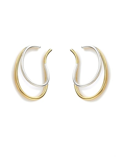 Brass Smooth Geometric Minimalist Clip Trend Korean Fashion Earring